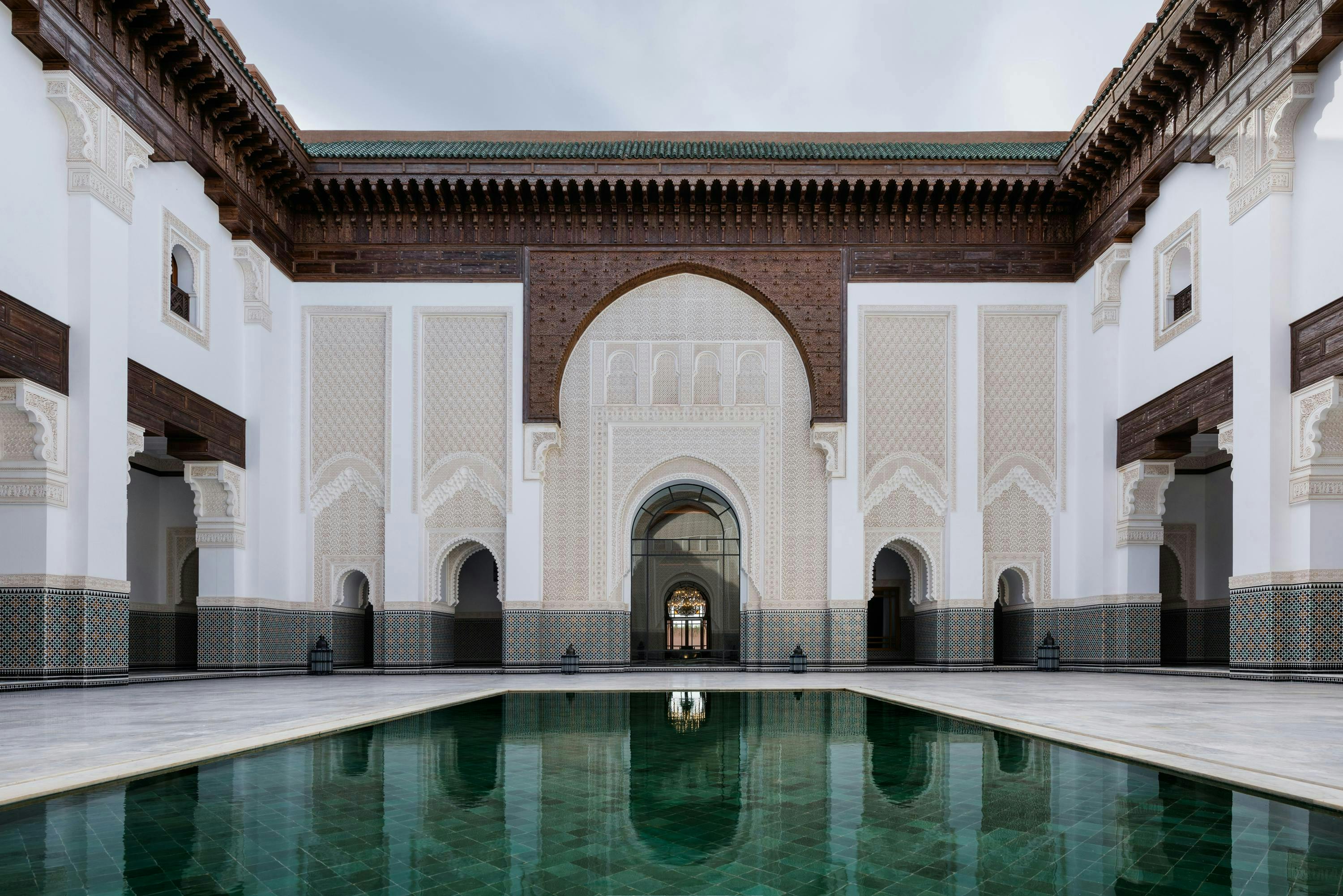 alan keohane morocco oberoi marrakech hotel building house housing villa arch floor pool water swimming pool gothic arch